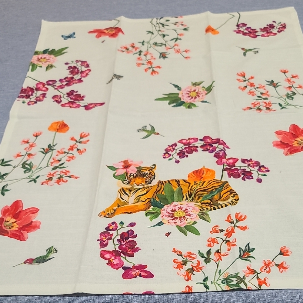 Nathalie Lété Floral Tiger Print Dish Towel